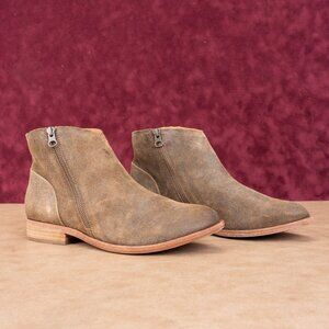 Kork Ease Women Riley Taupe Distress Leather Western Ankle Boots size 9.5